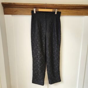 Vintage Lace Overlay Pants Womens 14 Black High Waisted Lined Y2K 80s Cocktail